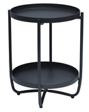 Tavolino da Giardino 2 Ripiani Ø43x52 cm in Ferro Nero  