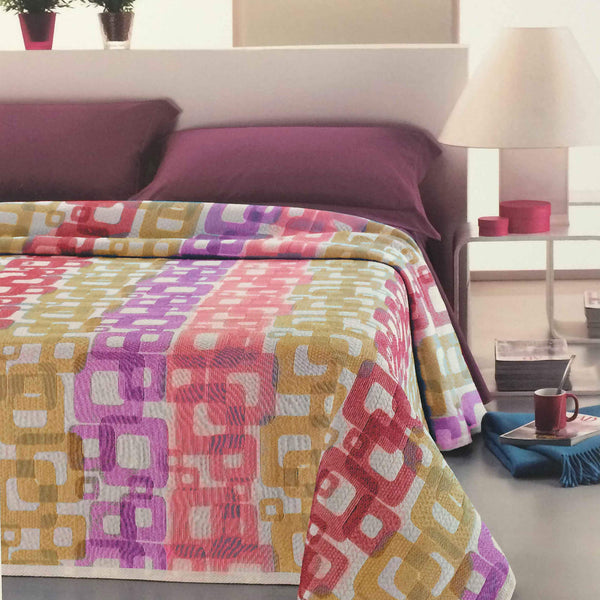 sconto Couvre-lit en coton mélangé multicolore Cober Leros