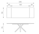 Tavolo Allungabile 160/240x90x76 cm in Metallo con Top Ceramica su Vetro Grigio