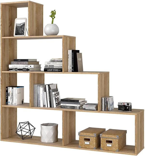Étagère Bibliothèque Design 145x29x145 cm en Bois de Chêne prezzo
