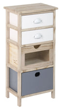 Cassettiera 4 Cassetti 35x25x71 cm in Legno Massello Fumer Emily