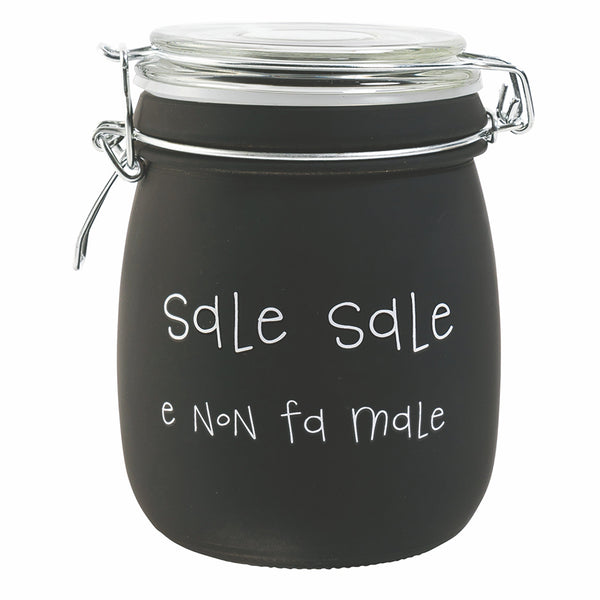 Pot à sel avec écriture Ø10,8x17,3 cm en verre avec fermeture en métal Villa d'Este Home Tivoli online