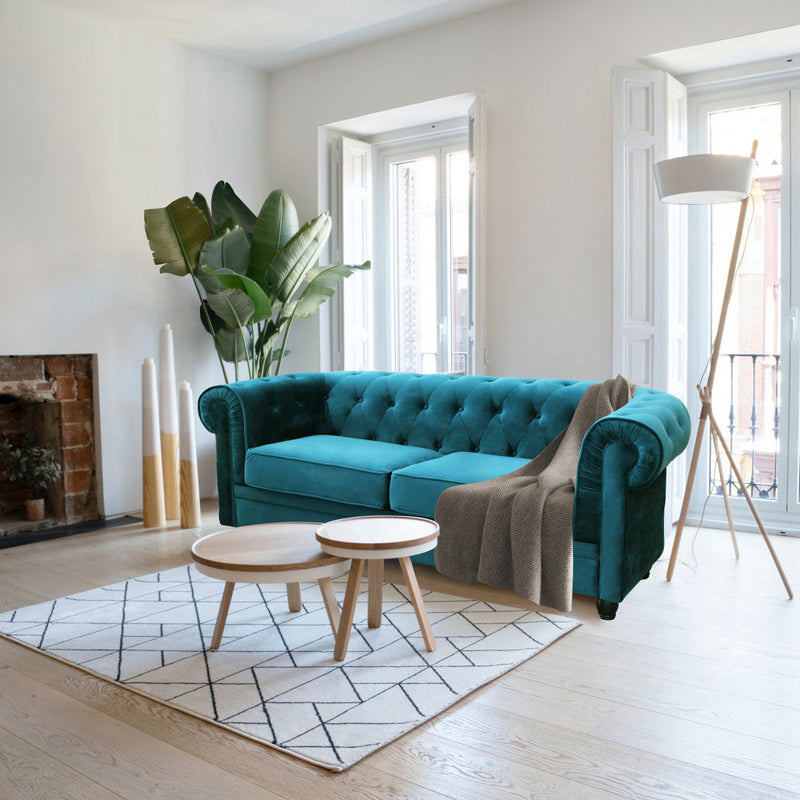 Divano 2 Posti Chesterfield 152x74x82 h cm in Velluto Blu