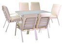 Set da Giardino Tavolo e 6 Sedie in Acciaio Ruston Bianco e Crema