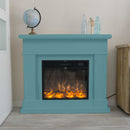 Camino Elettrico da Pavimento 109x102x21,5 cm Effetto Fiamma 1500W Sined Lipari Turchese