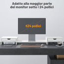 Supporto per Monitor da Scrivania 60-116x22x12 cm con 2 Cassetti 3 Spazi Sottostanti Portata 14kg Bianco      