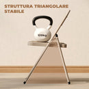 Set di 2 Sedie Pieghevoli 45x46x78 cm con Seduta Imbottita in poliestere e Struttura in Acciaio Beige      