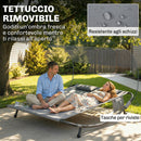 Lettino Prendisole Doppio 180x200x170 cm con Baldacchino Rimovibile Ruote Cuscini e Tasche in Texteline Grigio      