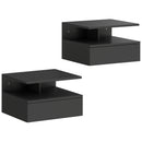 Set di 2 Comodini Sospesi 35x32x22,5 cm con Cassetto e Mensola Aperta Rivestimento in Melamina Nero      