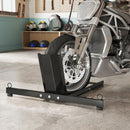 Cavalletto Bloccaruote per Moto Staffa Regolabile per Ruote Ø34-84 cm in Acciaio Nero  