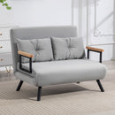 Divano Letto 3 in 1 con Schienale Regolabile e 2 Cuscini 102x73x81 cm in Tessuto Effetto Velluto Grigio Chiaro      