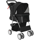 Passeggino per Cani Pieghevole 77x44x102 cm con Cestino e Portabicchiere Peso Max. 10 kg Nero      