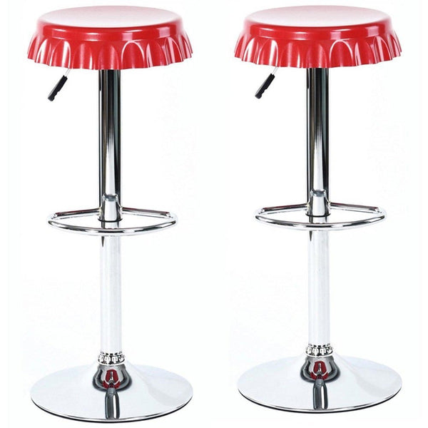 Set 2 Sgabelli Bar Cucina Seduta Forma Tappo Bottiglia Sgabello Girevole Rosso prezzo