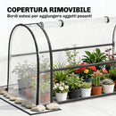 Letto per Orto Rialzato 100x49x136 cm con Copertura Mini Serra e Foro di Drenaggio in Metallo e Plastica Nero      
