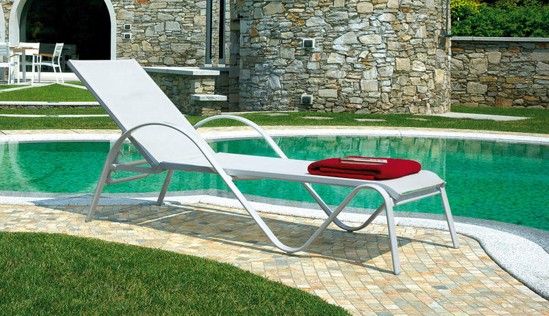 Lettino Prendisole da Giardino in Alluminio e Textilene Vorghini Porto Vecchio Avorio