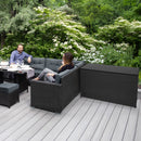 Set Salotto da Giardino 240x186x70 cm ad Angolo con Tavolo e Box Contenitore in Rattan Nero