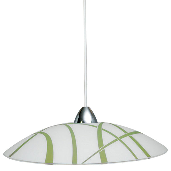 sconto Suspension D50 1xE27 Cadre Blanc-Chrome Plaque Verre Blanc-Vert E-Energy Dario
