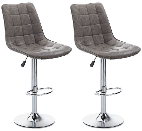online Lot de 2 Tabourets 51x60x95/115 cm en Simili Cuir Marron
