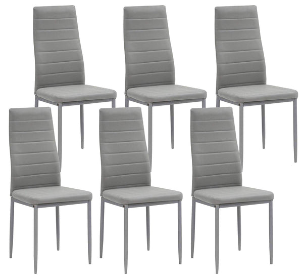 sconto Lot de 6 Chaises 42x40x82 cm en Simili Cuir Gris