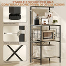 Scaffale Cucina a 4 Livelli in Stile Industriale 60x42x134,5 cm Struttura in Metallo Rovere   
