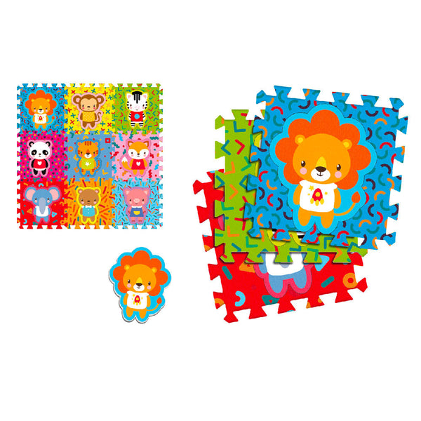sconto Tappeto Puzzle 9pz per Bambini Componibile Animali Multicolore