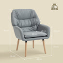 Poltrona Moderna da Camera con Schienale Alto a Doppia Imbottitura in Tessuto Effetto Pelle Grigio      