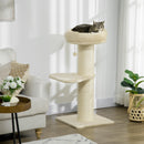 Tiragraffi per Gatti Alto 105 cm con Palo Graffiatoio in Sisal Cestino Pallina Sospesa in Peluche Beige      