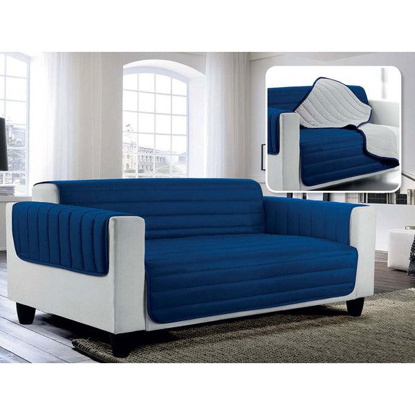 Housse de canapé matelassée en Microfibre Double Face Bleu Foncé/Gris Clair acquista