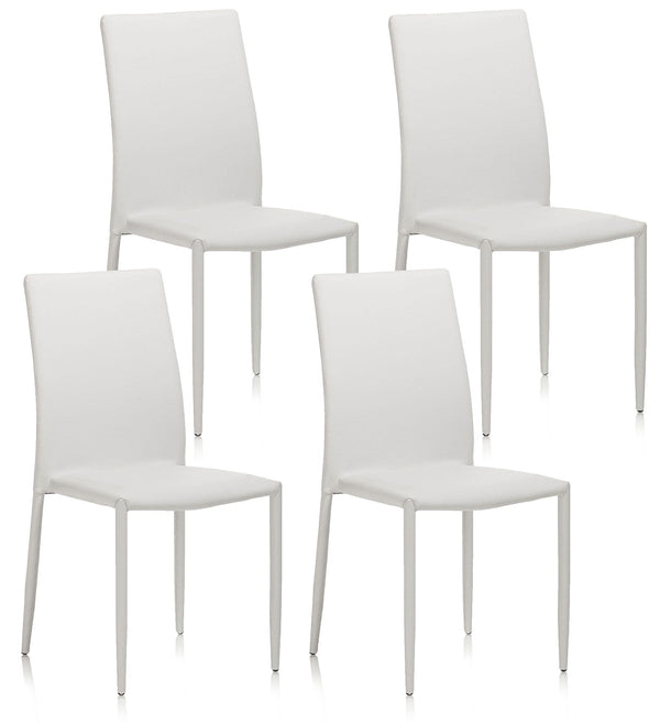 prezzo Lot de 4 Chaises 43,5x46,5x90,5 cm en Simili Cuir Blanc