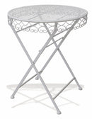 Set Tavolino e 2 Sedie Pieghevoli da Giardino in Ferro Battuto Soriani New Loire Breafast Bianco
