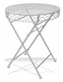 Set Tavolino e 2 Sedie Pieghevoli da Giardino in Ferro Battuto Soriani New Loire Breafast Bianco