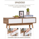 Consolle Ingresso 2 Cassetti 100x35x75 cm in Legno Bianco e Teak