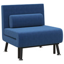 Poltrona Letto Reclinabile in 5 Posizioni 75x70x75 cm in Tessuto Effetto Lino e Acciaio Blu Scuro  