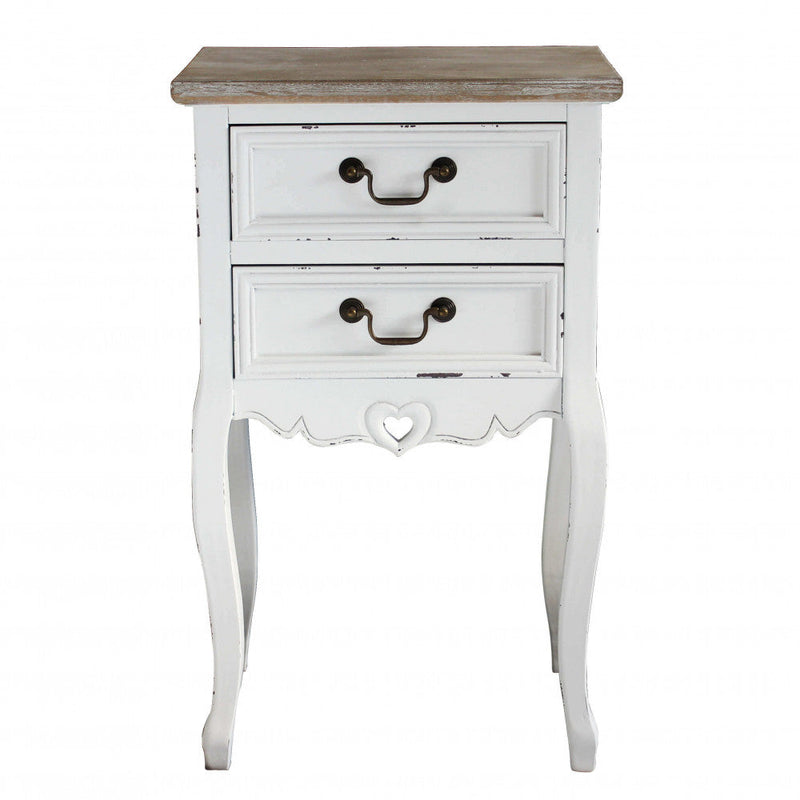 Mobiletto Cuore 2 44x32x74 h cm in Legno di paulownia Bianco