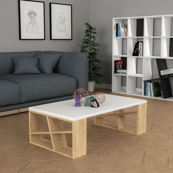 Tavolino da Soggiorno 105x60x40 cm in MDF Honey Bianco Rovere prezzo