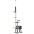 Albero Tiragraffi per Gatti 60x40x230-280 cm con Corde in Sisal Grigio