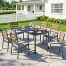  Pezzi Set da Pranzo da Giardino con Tavolo e 6 Sedie Struttura in Acciaio Nero      