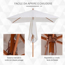 Ombrellone da Giardino 2x1,5 m Palo Ø38 mm in Legno Beige