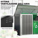 Capanno da Giardino Organizer per Bidoni Spazzatura 179,5x108x129,5 cm in Acciaio Zincato Grigio Scuro      