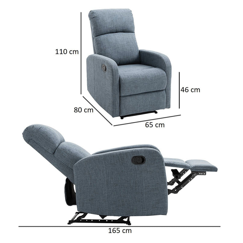 Poltrona Relax Manuale Reclinabile in Tessuto Bordeaux