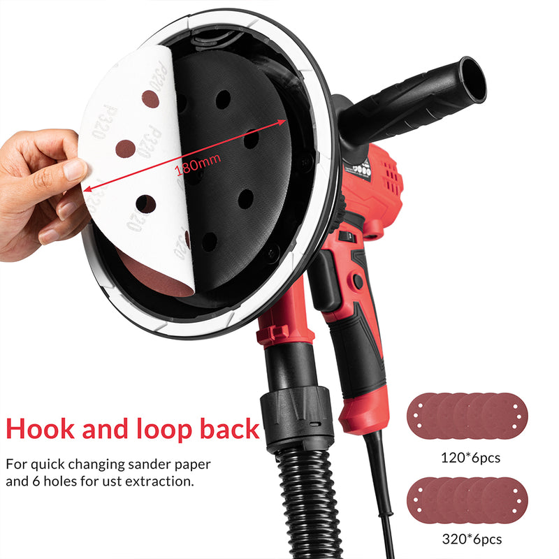 Levigatrice per Muro e Soffitto 900W Pieghevole Aspirazione Automatica con Sacchetto e Luce LED      