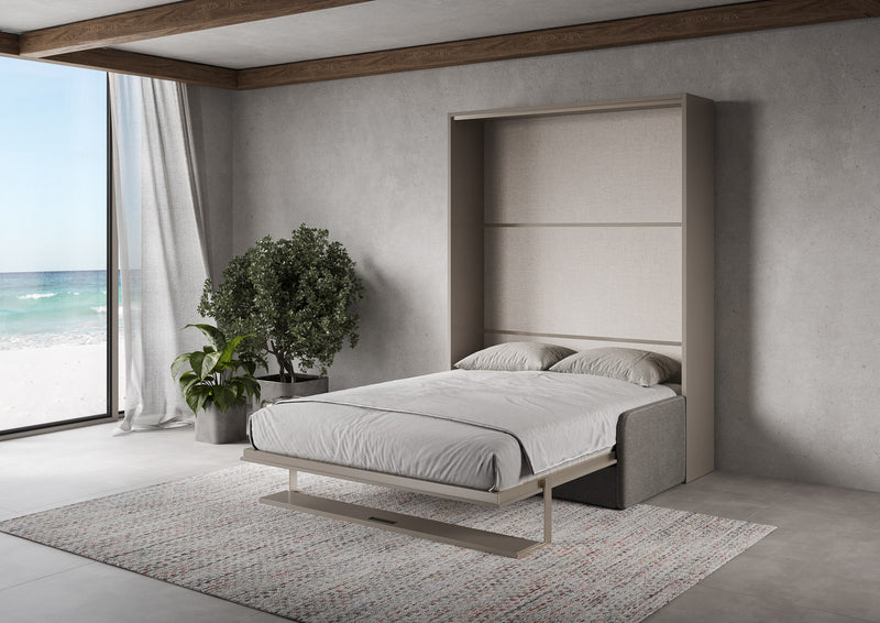 Letto Matrimoniale Francese A Scomparsa 140 Versia Con Divano E Mensola Argilla      