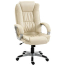 Sedia da Ufficio Girevole 65x68x112-122 cm con Funzione Dondolo Schienale Alto in Pelle PU Beige      