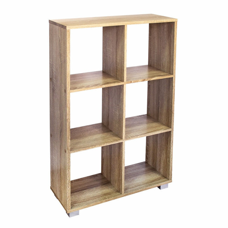 Libreria in legno 60x24xH99 cm a caselle con 6 ripiani dotata di piedini Rovere