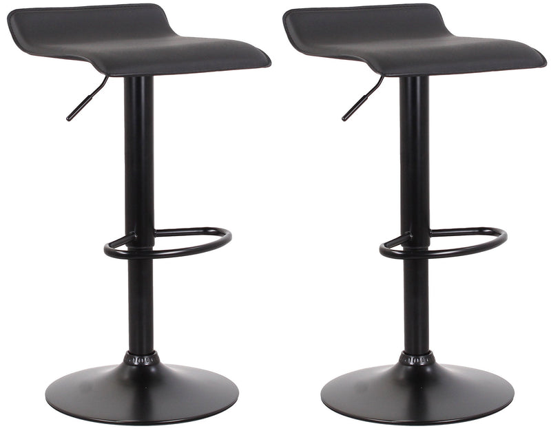Set 2 Sgabelli 38x40x54/74 cm in Ecopelle con Base Nera Nero
