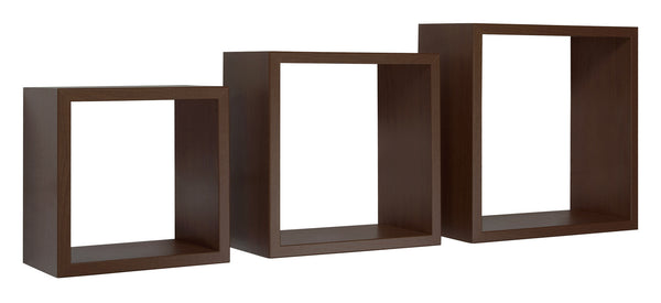 online Set 3 Mensole da Parete Cubo in Fibra di Legno Incubo Wengè