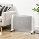 Riscaldatore Elettrico a Mica 1000W-2000W con Termostato Regolabile 4 Ruote Bianco      