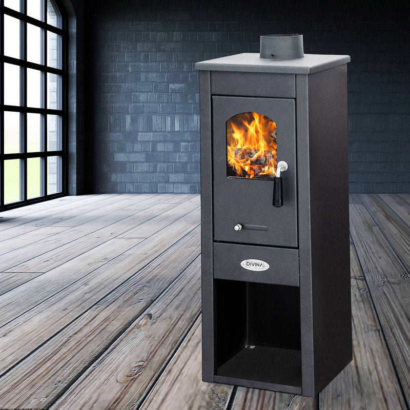 Stufa a Legna 7kW 100 m3 in Acciaio Antracite