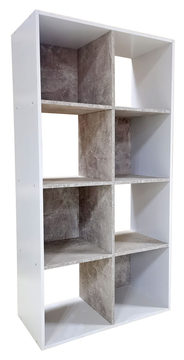 Libreria Soggiorno 8 Vani 60x30x120 cm in Truciolare Bianco e Cemento sconto