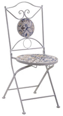 Set da Giardino Pieghevole in Metallo con Tavolo e 2 Sedie Gallipoli Bianco